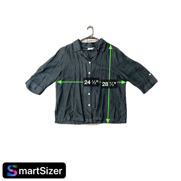 Black Linen Button-Up Womens Shirt By Hot Cotton Marc Ware Sz 1X - Picture 6 of 9